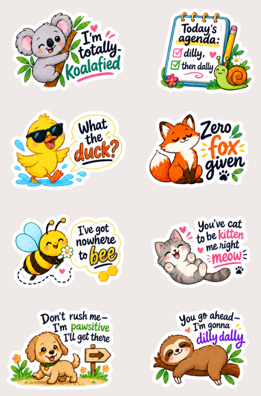 Pawsitively Punny Animal Stickers (Vinyl Sticker Sheet)